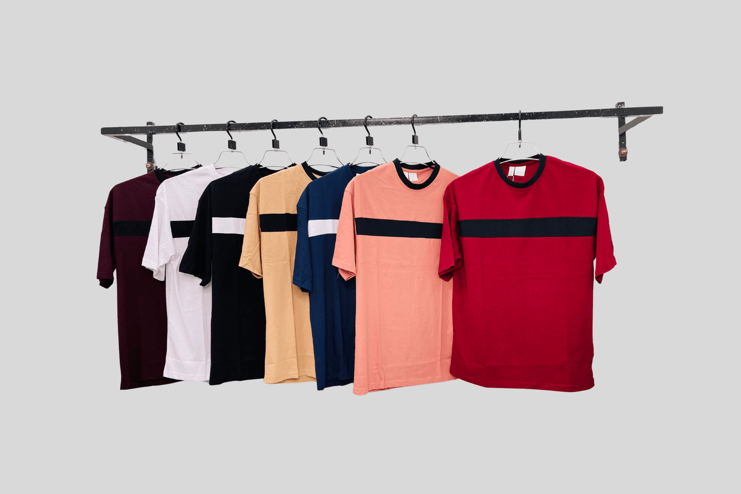All contrast drop shoulder option from teehub hanging together