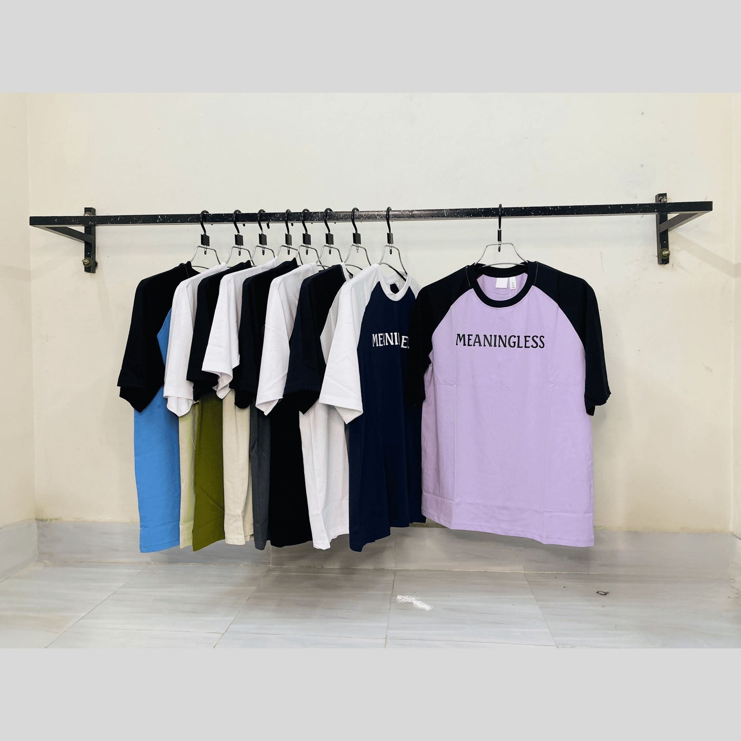 Lavender tee among olive, gray, frog-green etc. - unique color blank tees