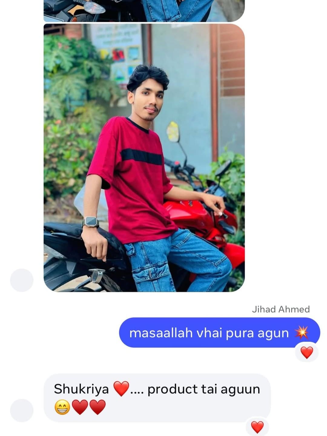 Customer is truly happy after receiving our maroon contrast drop shoulder tee
