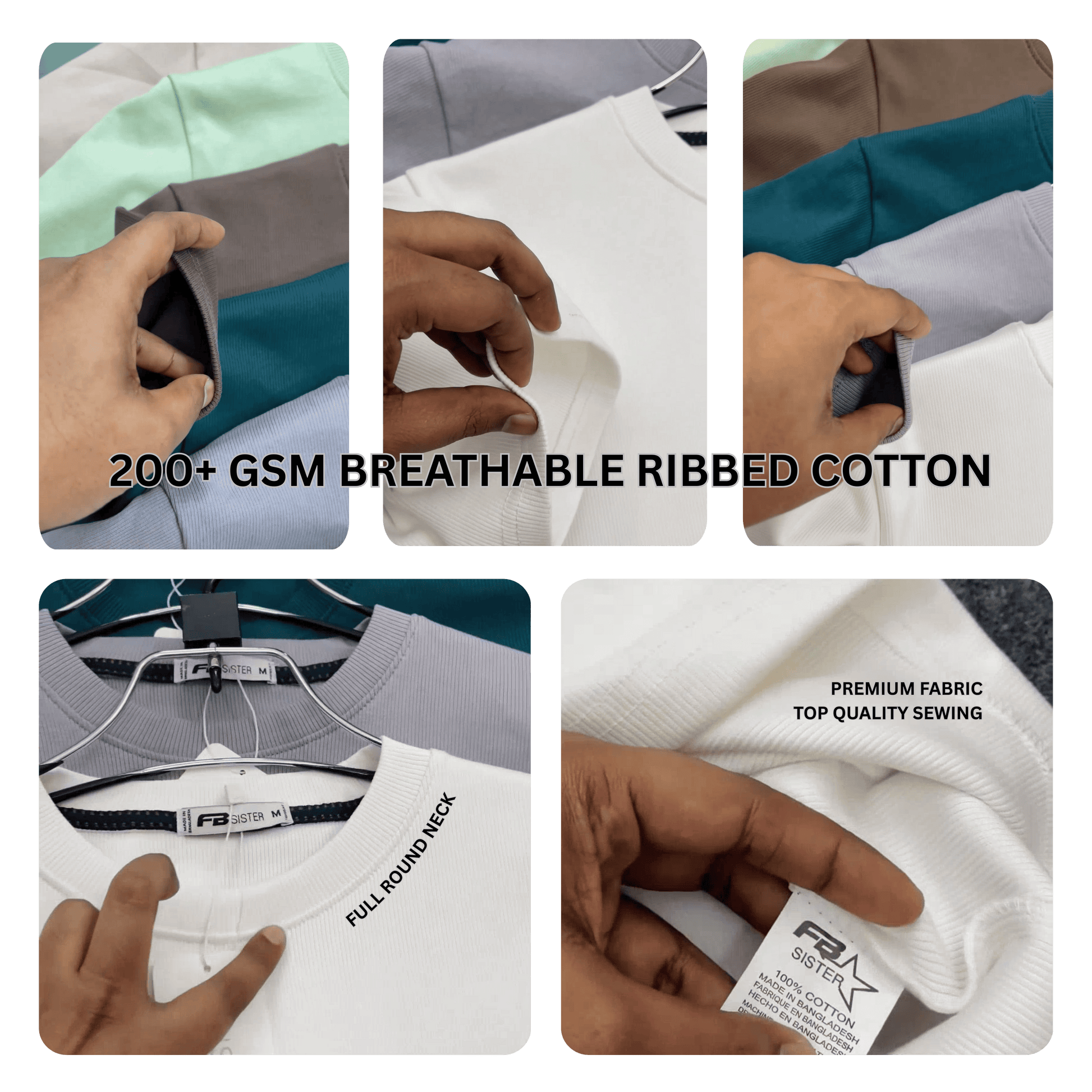 High-quality ribbed basic t-shirt features - fine rib texture, 4-way stretch fabric, double-stitched seams, and regular fitted silhouette | Bulk order blank tees Bangladesh