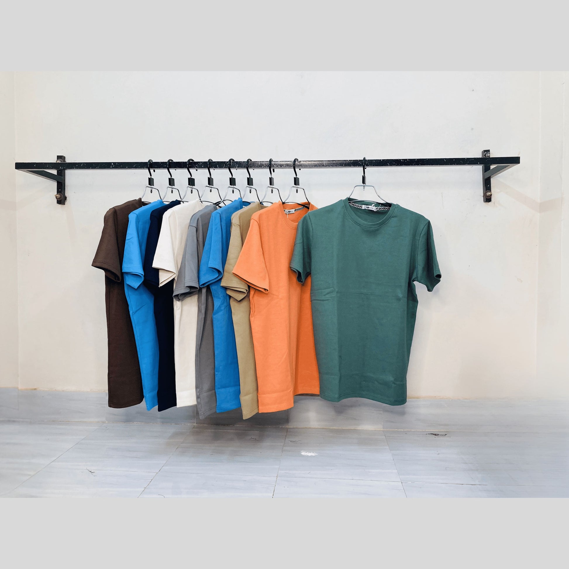 Pastel Green ribbed cotton t-shirt compared with red, green, blue options – textured fabric, regular fit blank tees for bulk orders | Bangladesh wholesale